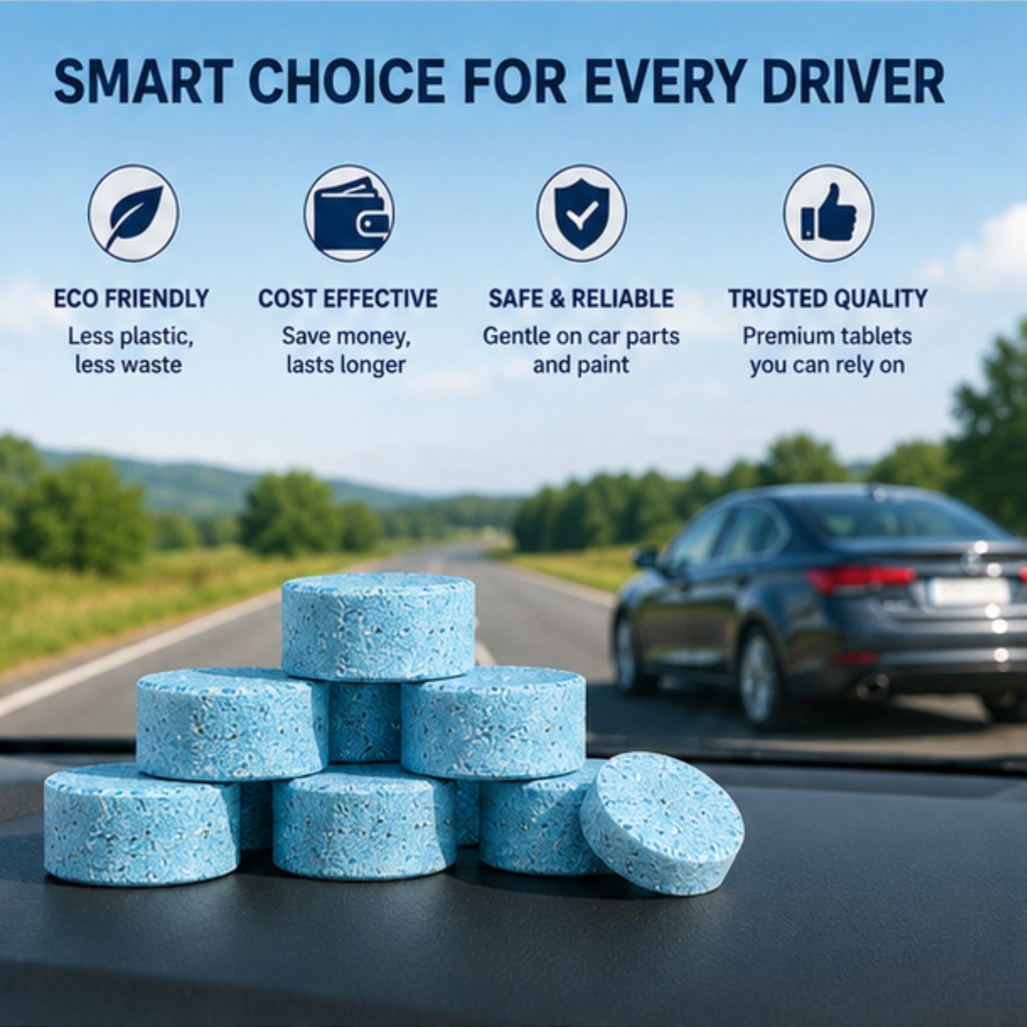 100PCS CrystalClear Windshield Washer Tablets