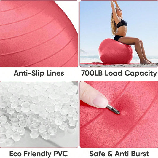 Anti-Burst Yoga Fitness Balls For Pregnancy, Physical Therapy, Balance, Stability Home Gym