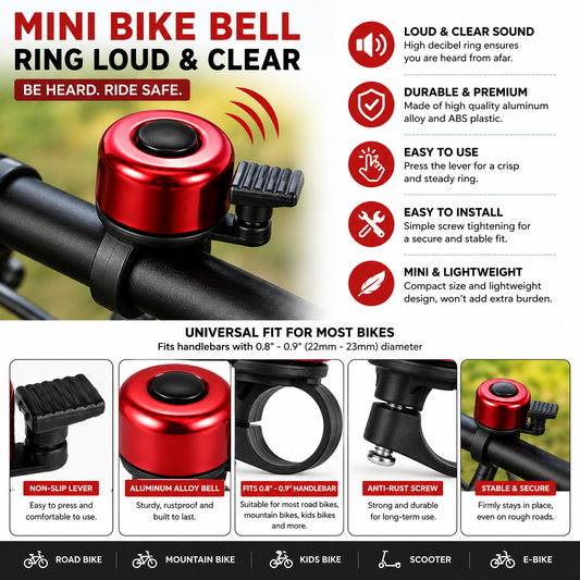 Mini Bike Bell – Loud Handlebar Alarm for Road & Mountain Bikes