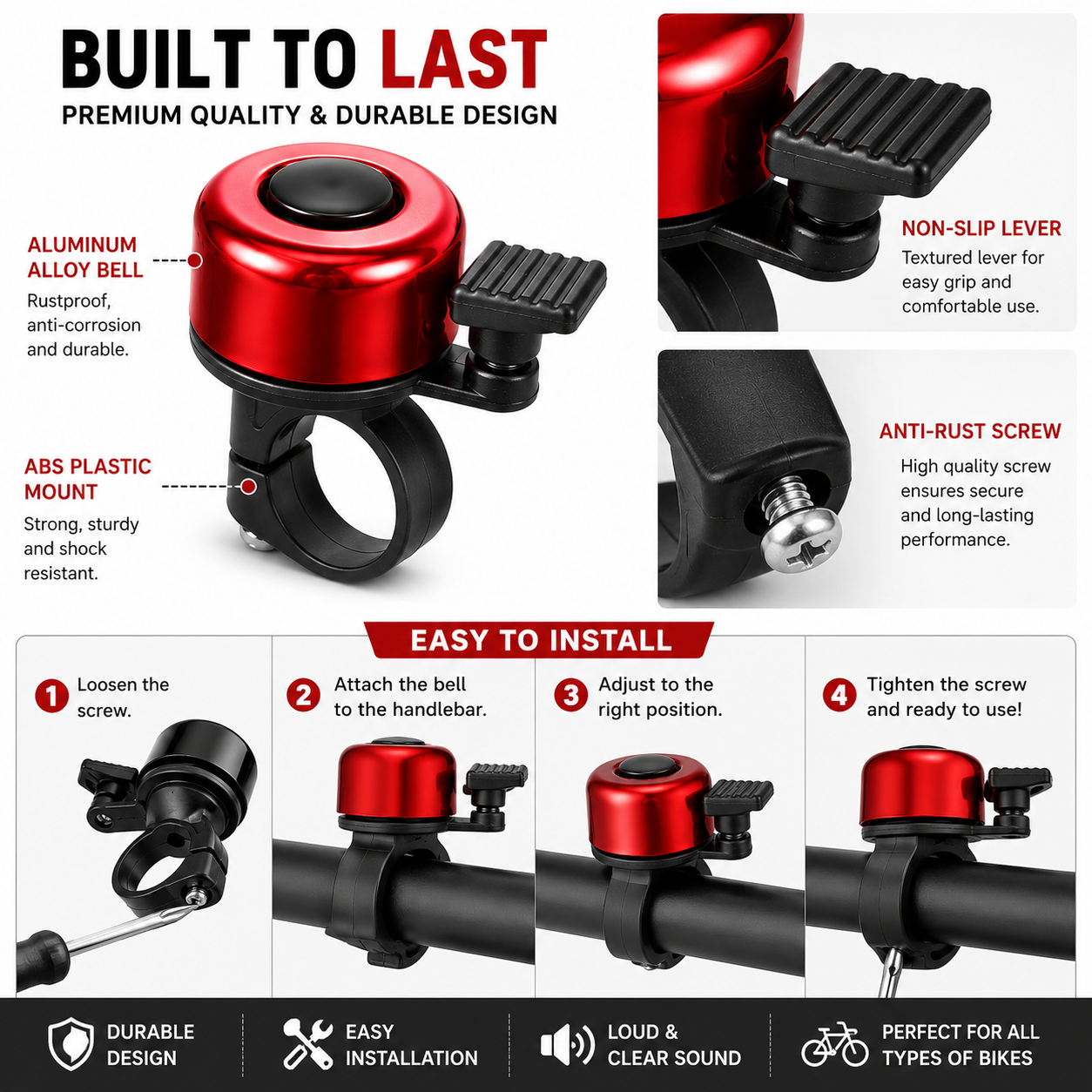 Mini Bike Bell – Loud Handlebar Alarm for Road & Mountain Bikes