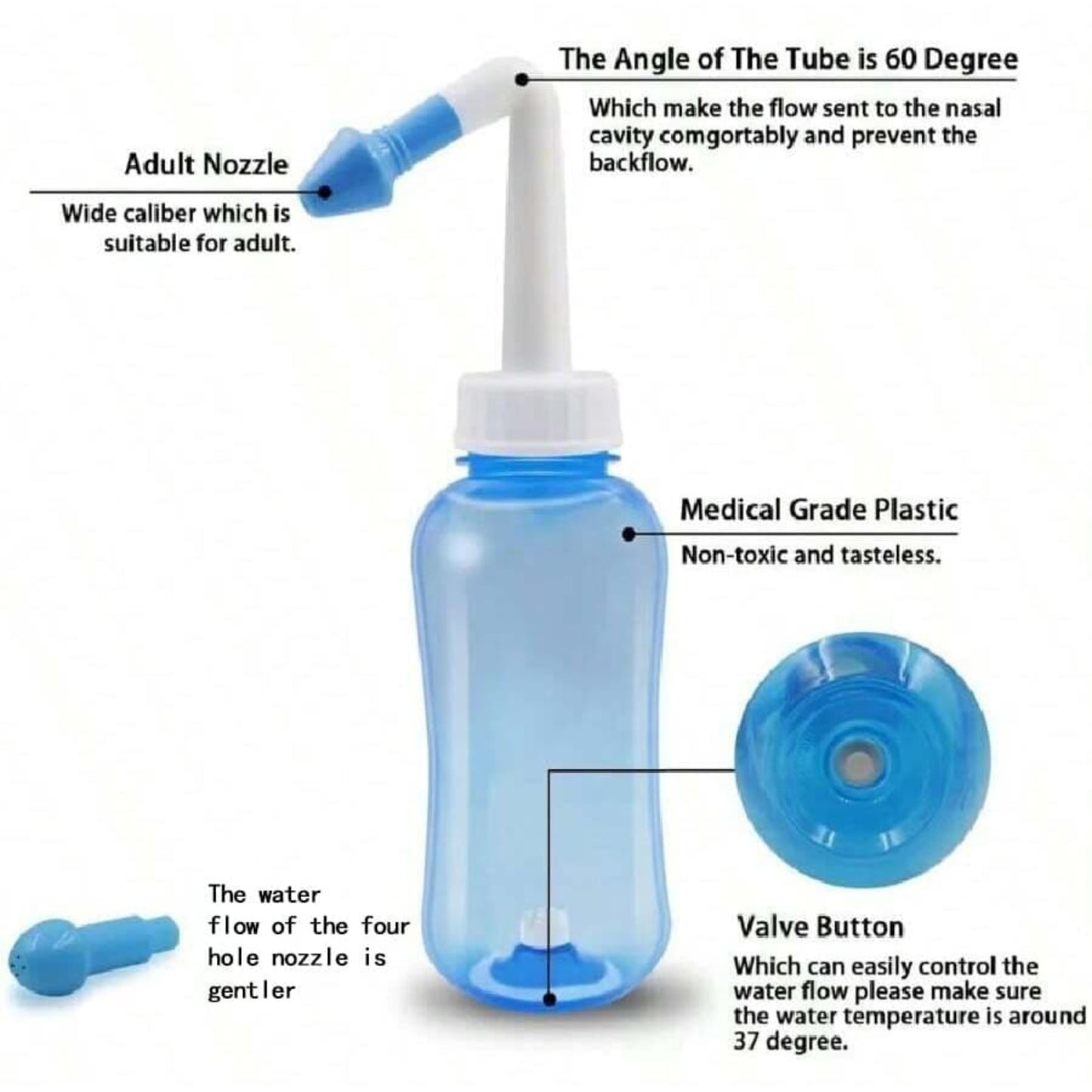 Nasal Wash Cleaner Nose Bottle Irrigator For Adults