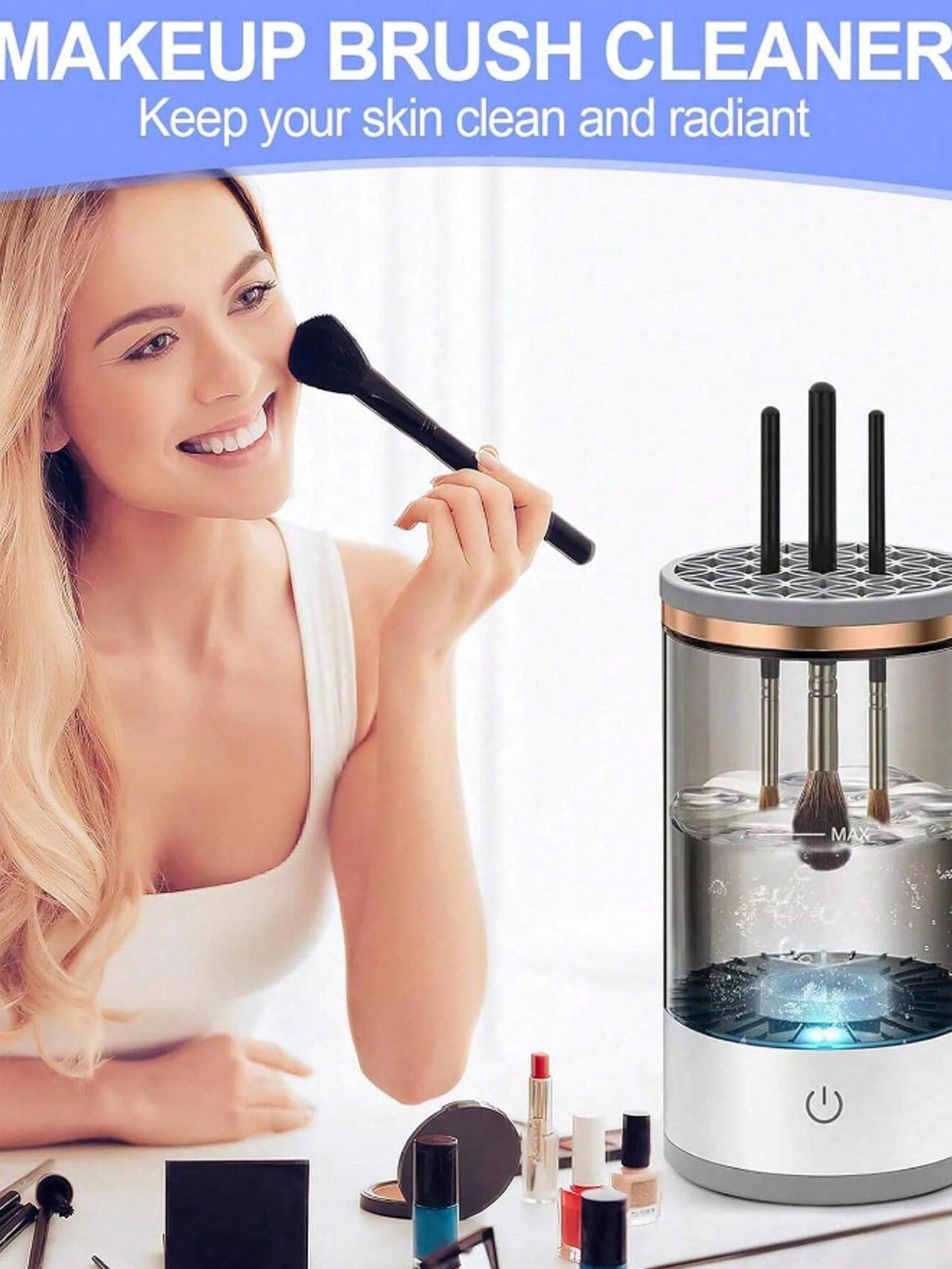 Electric Makeup Brush Cleaner USB-Powered For All Brush Sizes