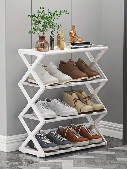 4-Layer Plastic Shoe Rack Organizer Suitable For Living Room