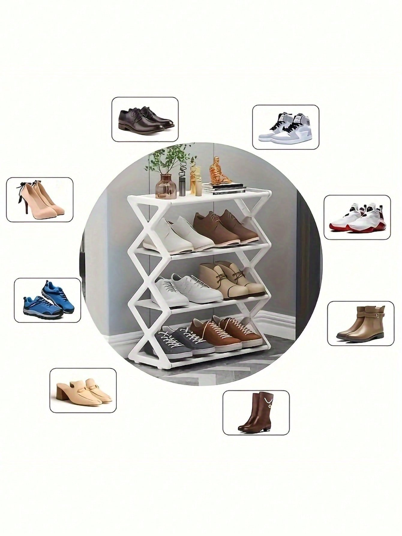 4-Layer Plastic Shoe Rack Organizer Suitable For Living Room