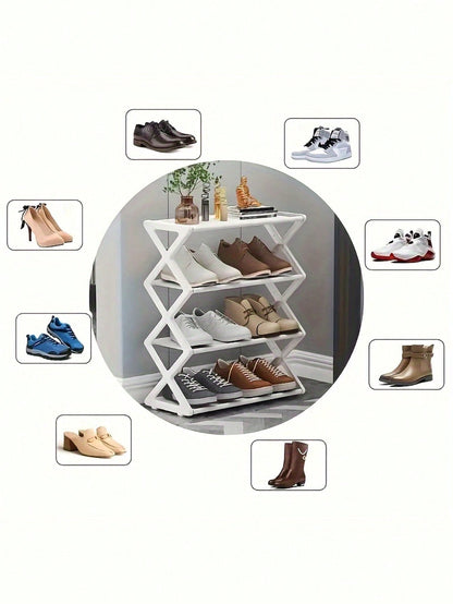 4-Layer Plastic Shoe Rack Organizer Suitable For Living Room