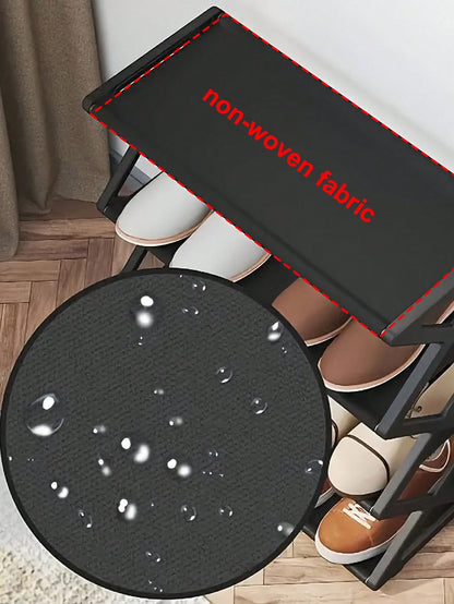 4-Layer Plastic Shoe Rack Organizer Stackable Shoe Cabinets-Black