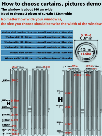 Blackout Curtain Panel For Living Room Top Ring Noise Reducing Thermal Insulated Curtain