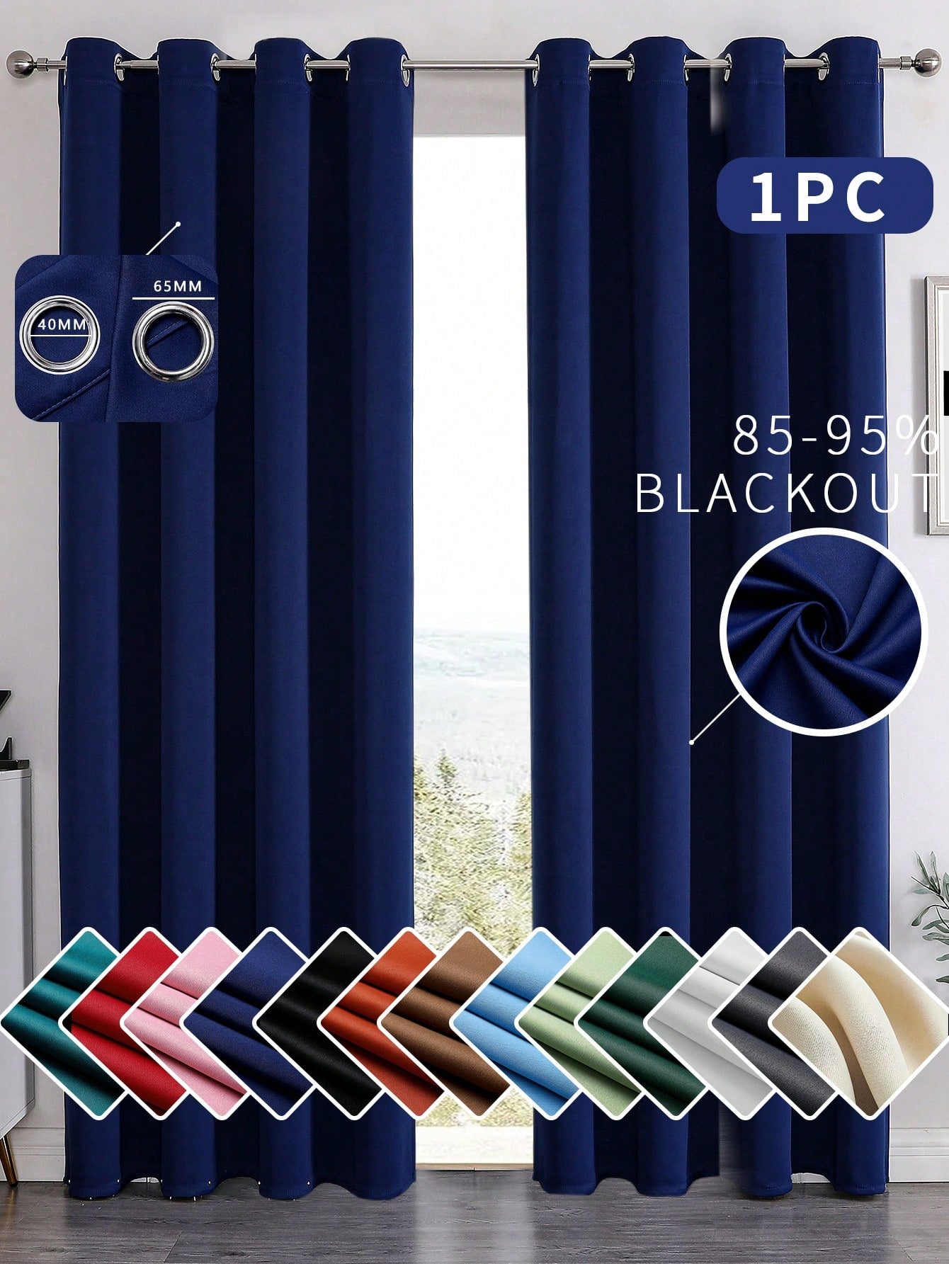 Blackout Curtain Panel For Living Room Top Ring Noise Reducing Thermal Insulated Curtain
