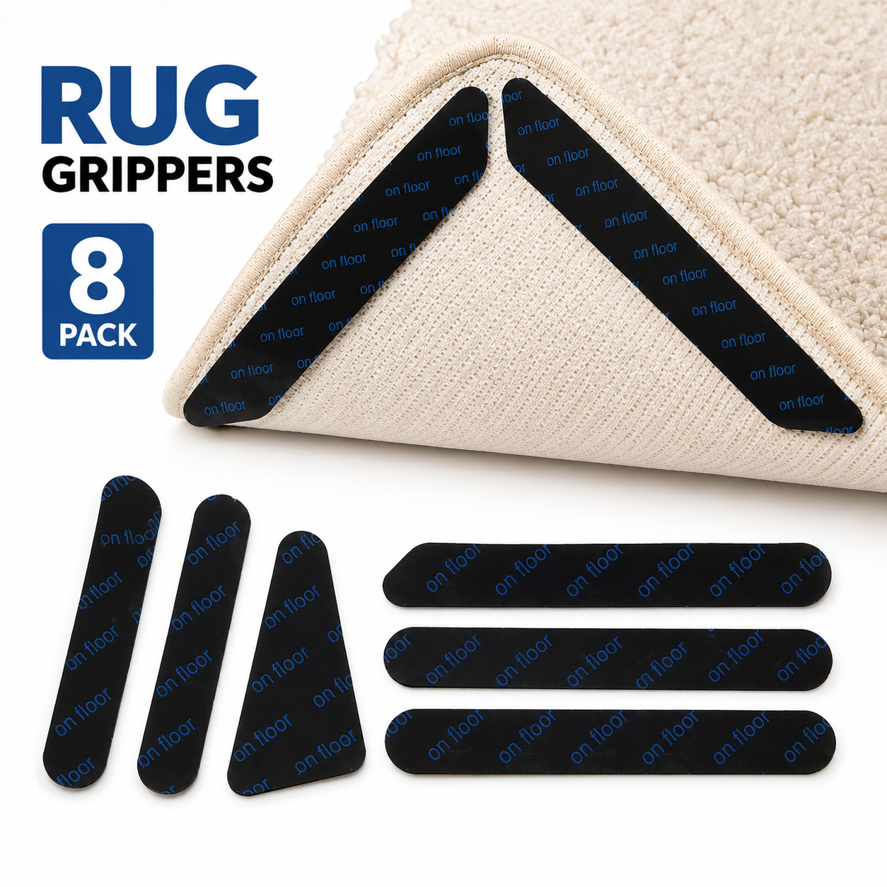 Anti Slip Rug Grippers – Reusable Washable Carpet Stickers