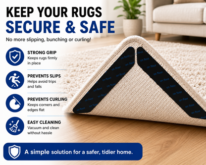 Anti Slip Rug Grippers – Reusable Washable Carpet Stickers