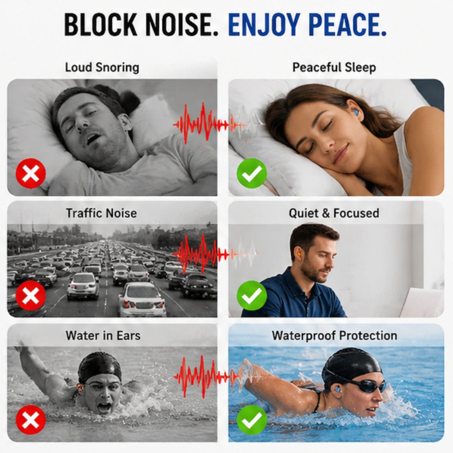 Reusable Silicone Noise-Reducing Ear Plugs – 5 Pair Set