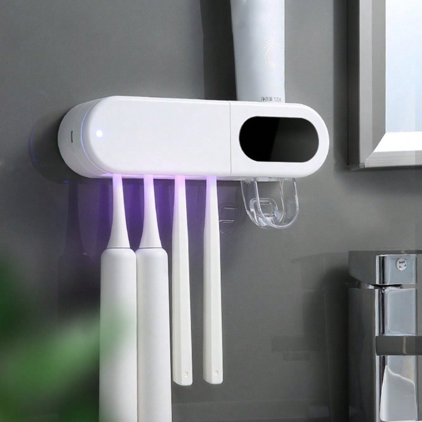 Smart UV Sterilizer Toothbrush Holder Wall-Mounted Toothbrush Sanitizer Dispenser