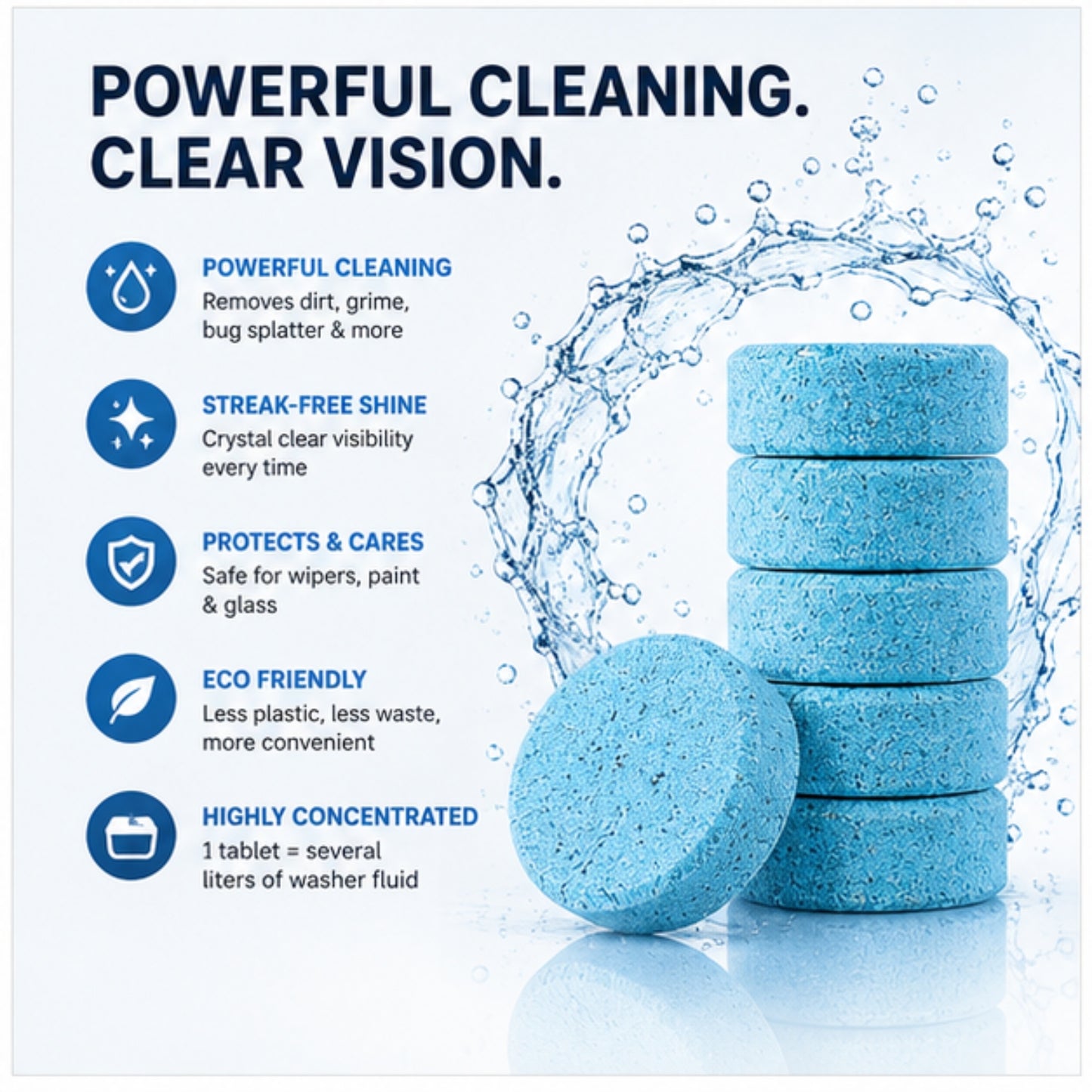 100PCS CrystalClear Windshield Washer Tablets