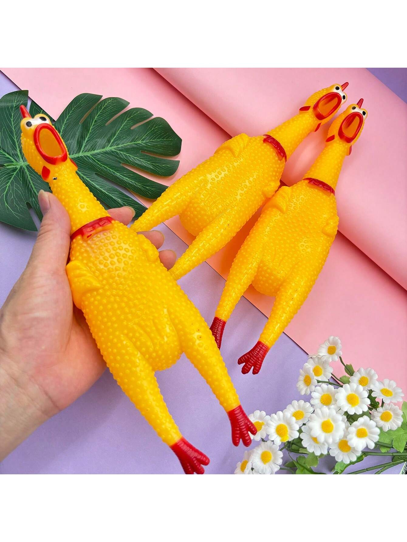 3pcs Pet Squeaky Chicken Screaming Toys