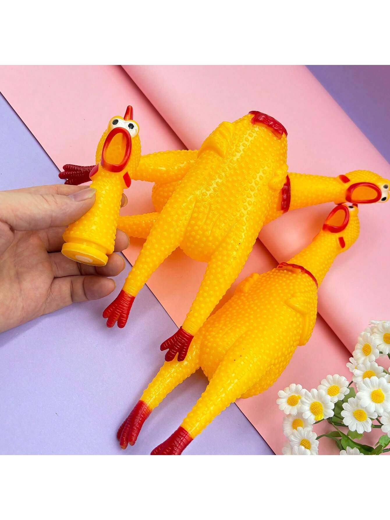 3pcs Pet Squeaky Chicken Screaming Toys