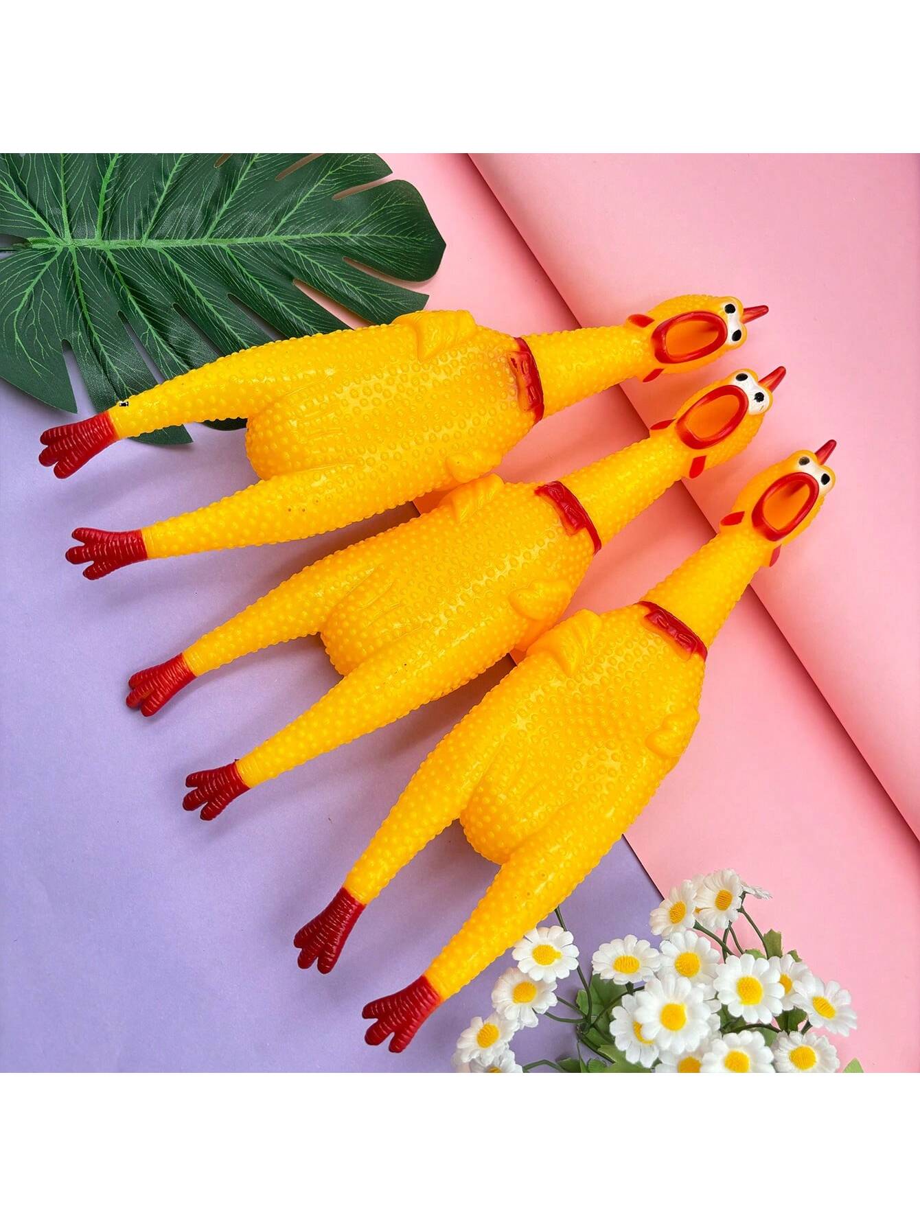 3pcs Pet Squeaky Chicken Screaming Toys