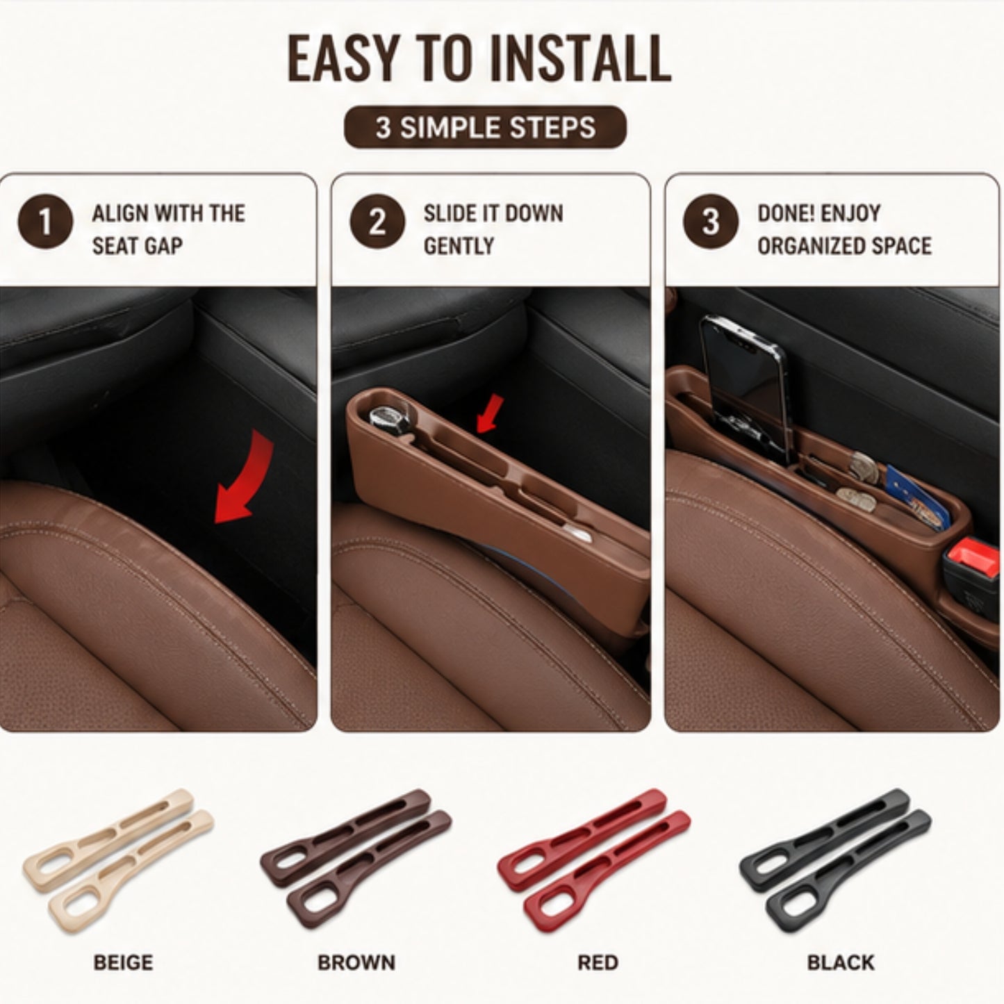 Premium Car Seat Gap Filler Organizer Set (2PCS)