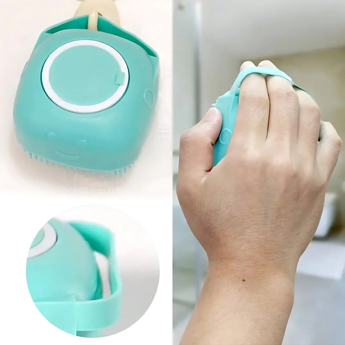 Silicone Pet Bath Built-In Soap Brush