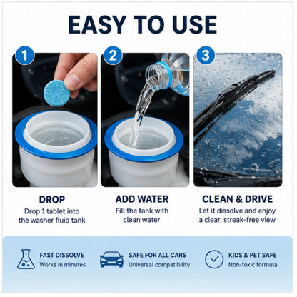 100PCS CrystalClear Windshield Washer Tablets