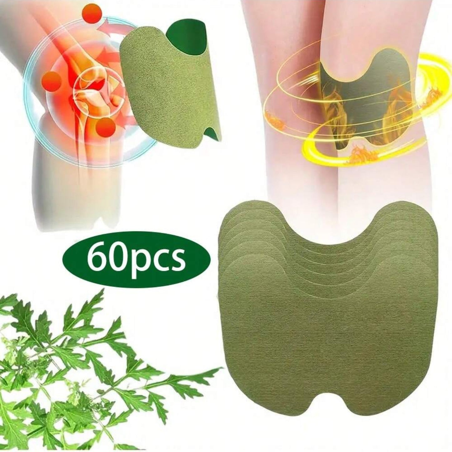 60pcs Knee Patch With Mugwort Plant Extract Daily Care Relief Patchs