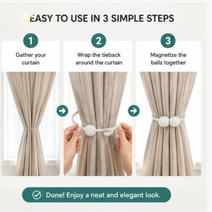Pearl Magnetic Curtain Tiebacks (Set of 2)
