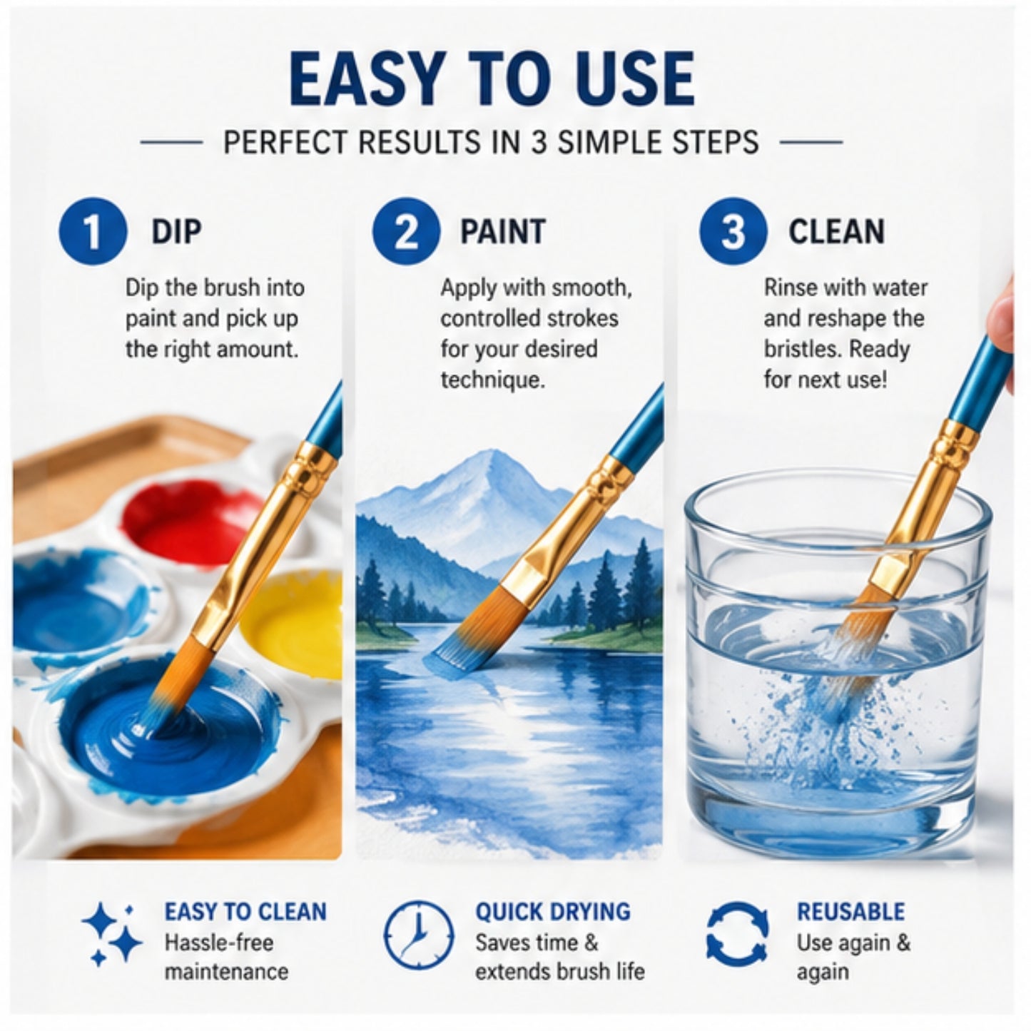 Professional Artist Paint Brush Set – 10 Piece