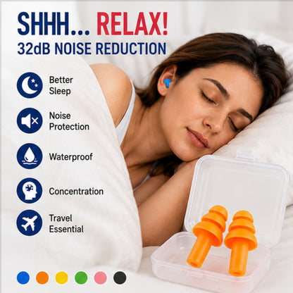 Reusable Silicone Noise-Reducing Ear Plugs – 5 Pair Set