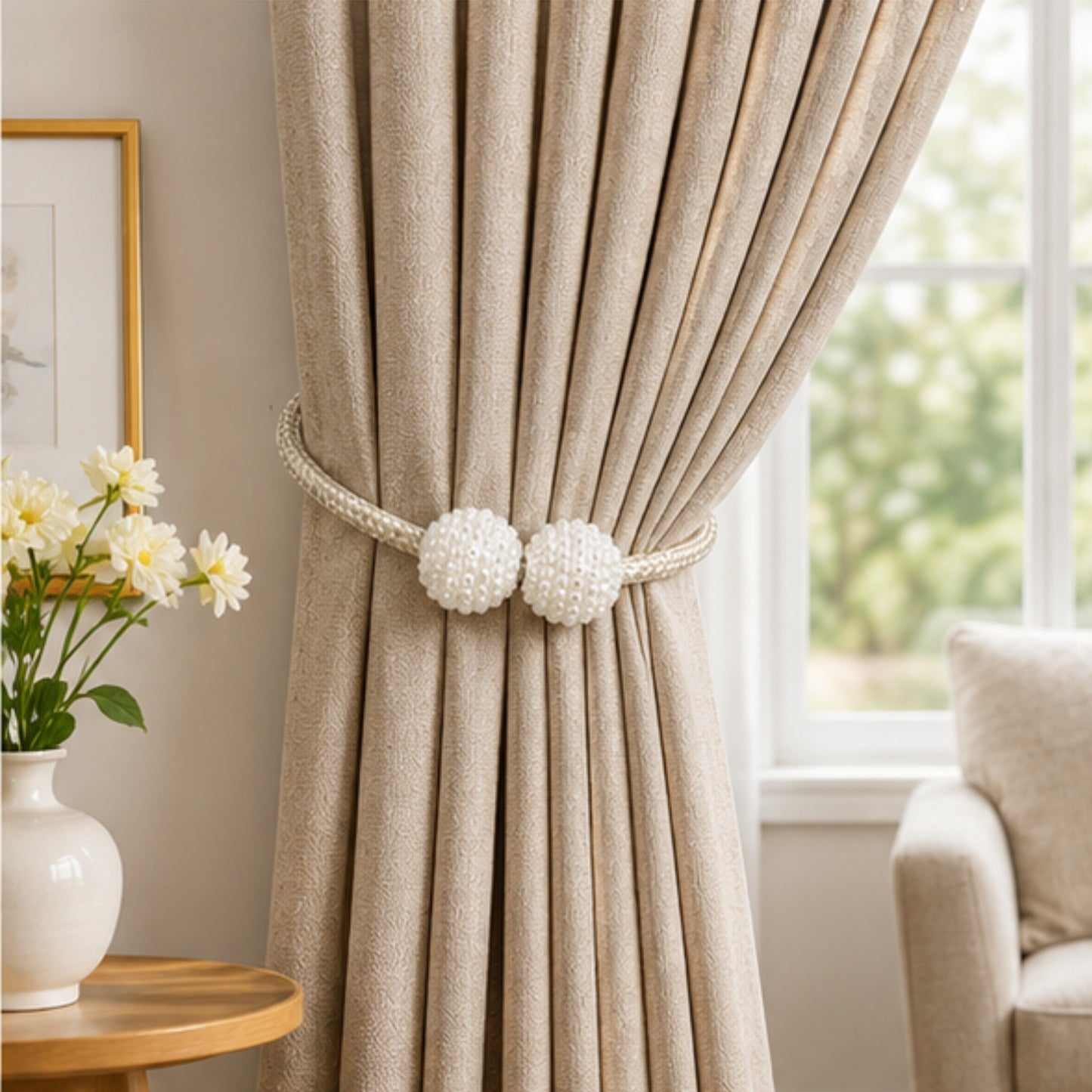 Pearl Magnetic Curtain Tiebacks (Set of 2)