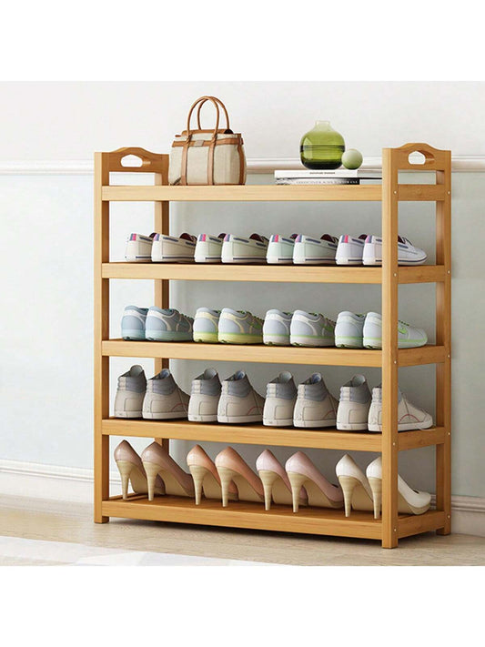 5 Layers Bamboo Shoe Rack Storage Organizer Wooden Shelves Stand