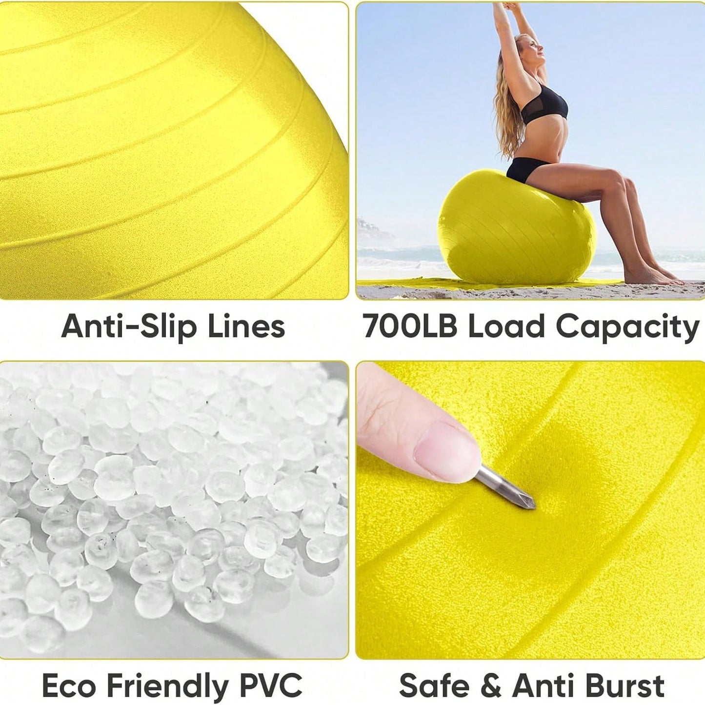 Anti-Burst Yoga  Fitness Balls For Pregnancy, Physical Therapy, Balance, Stability Home Gym