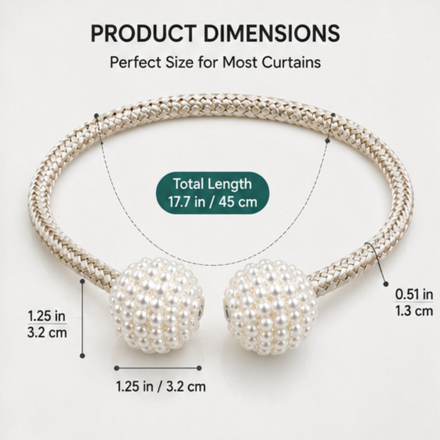 Pearl Magnetic Curtain Tiebacks (Set of 2)
