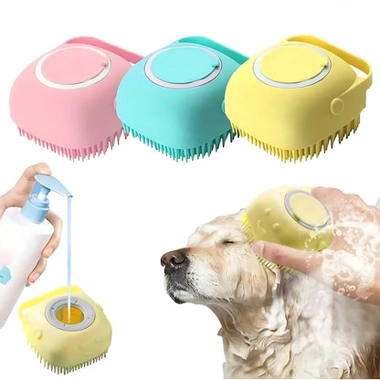 Silicone Pet Bath Built-In Soap Brush