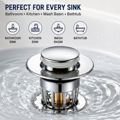 Push Button Pop-Up Drain Stopper for Sink & Bathtub