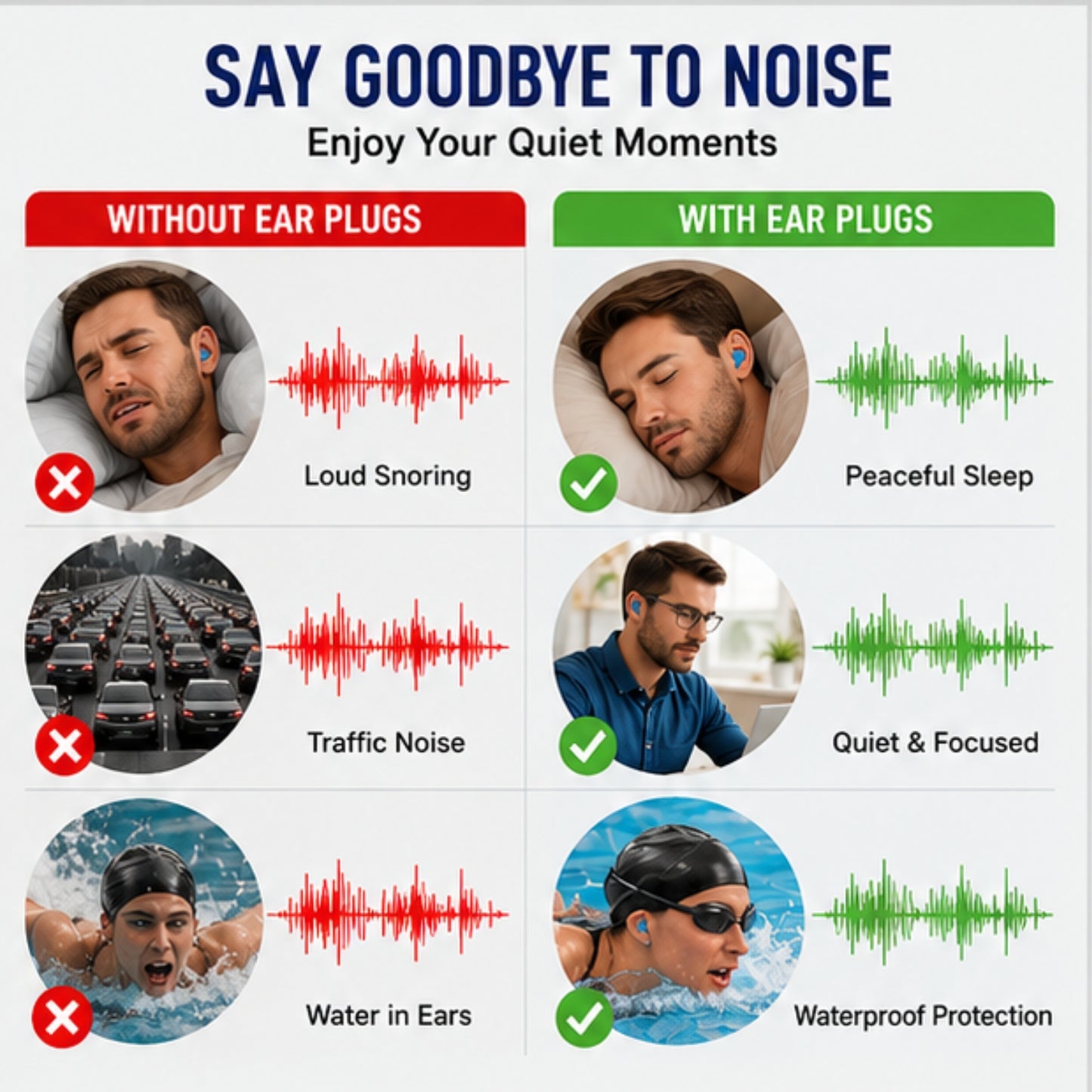 Reusable Silicone Noise-Reducing Ear Plugs – 5 Pair Set