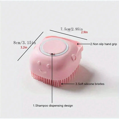 Silicone Pet Bath Built-In Soap Brush