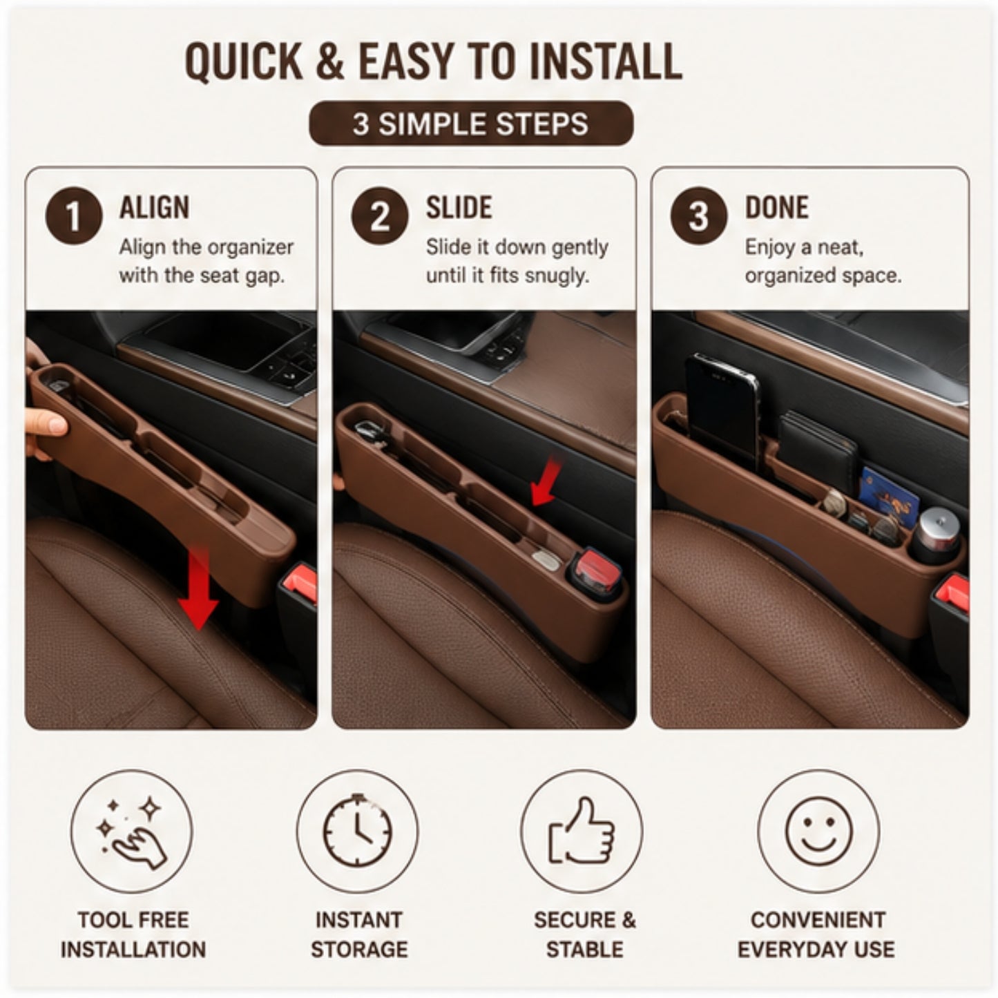 Premium Car Seat Gap Filler Organizer Set (2PCS)