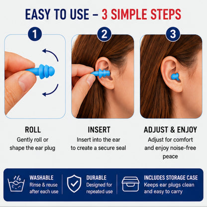 Reusable Silicone Noise-Reducing Ear Plugs – 5 Pair Set