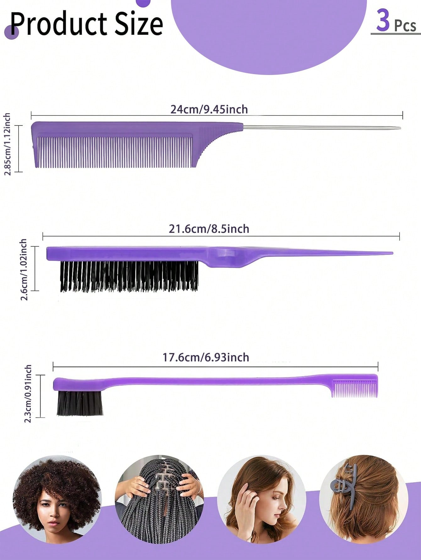 4 Pcs Hair Wax Stick Styling Comb Kit
