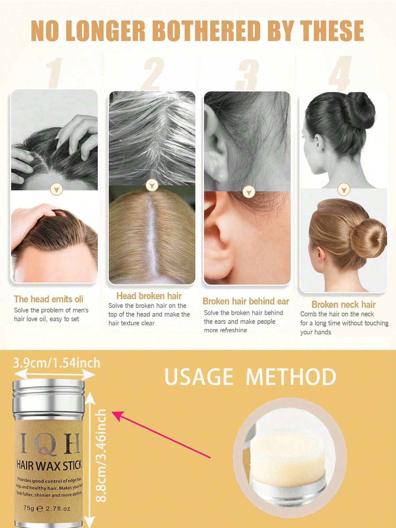 4 Pcs Hair Wax Stick Styling Comb Kit