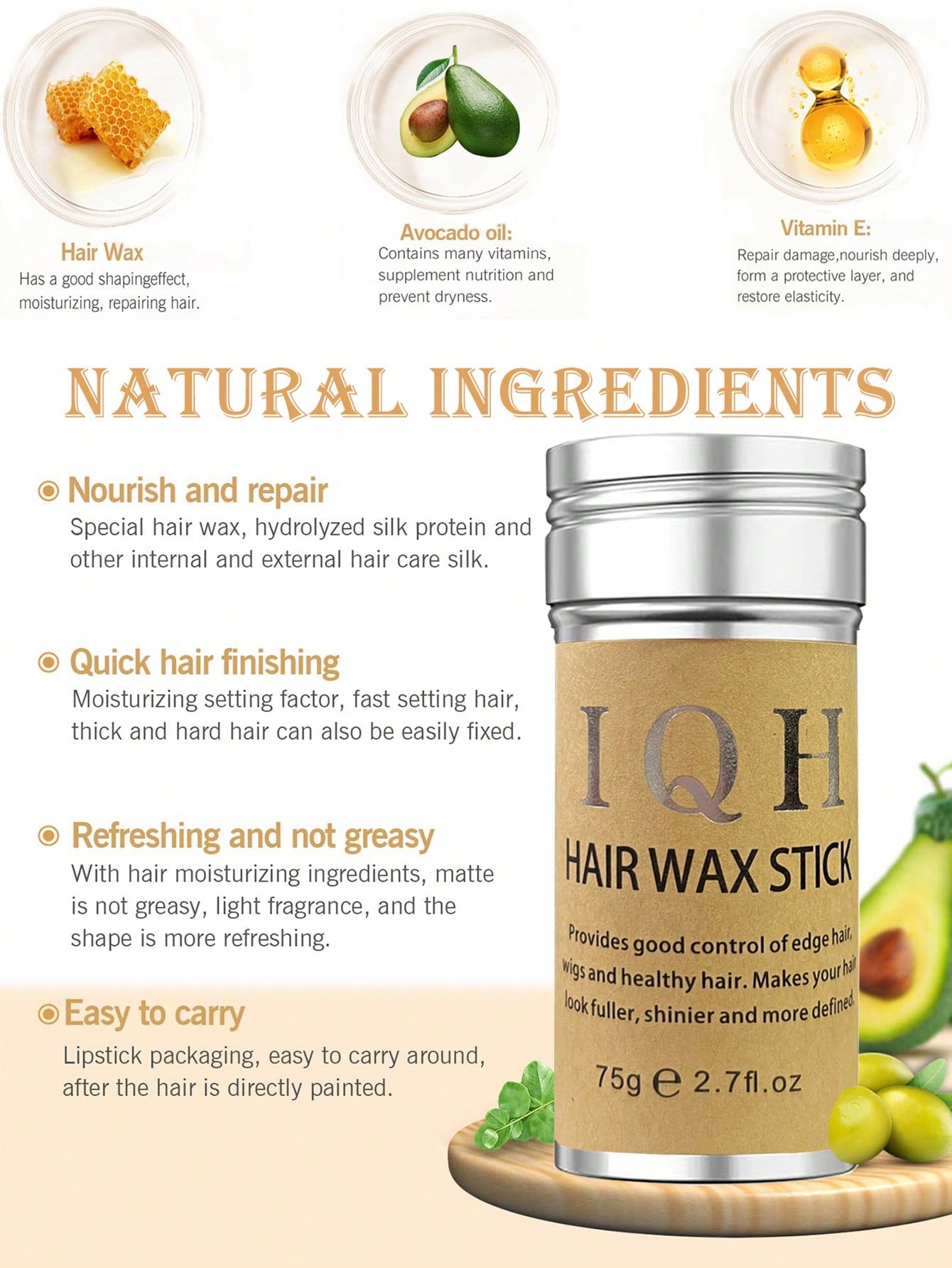 4 Pcs Hair Wax Stick Styling Comb Kit