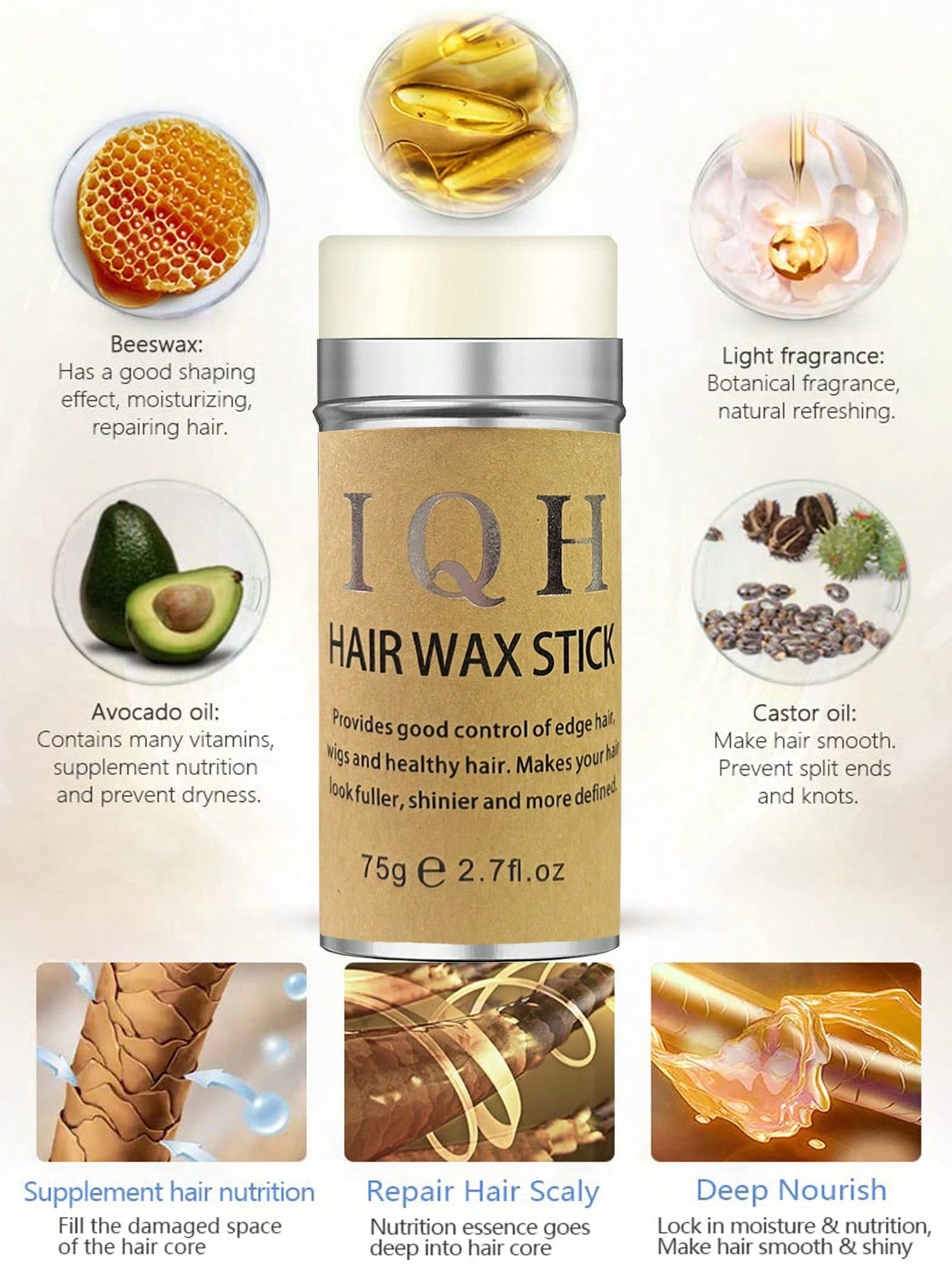 4 Pcs Hair Wax Stick Styling Comb Kit