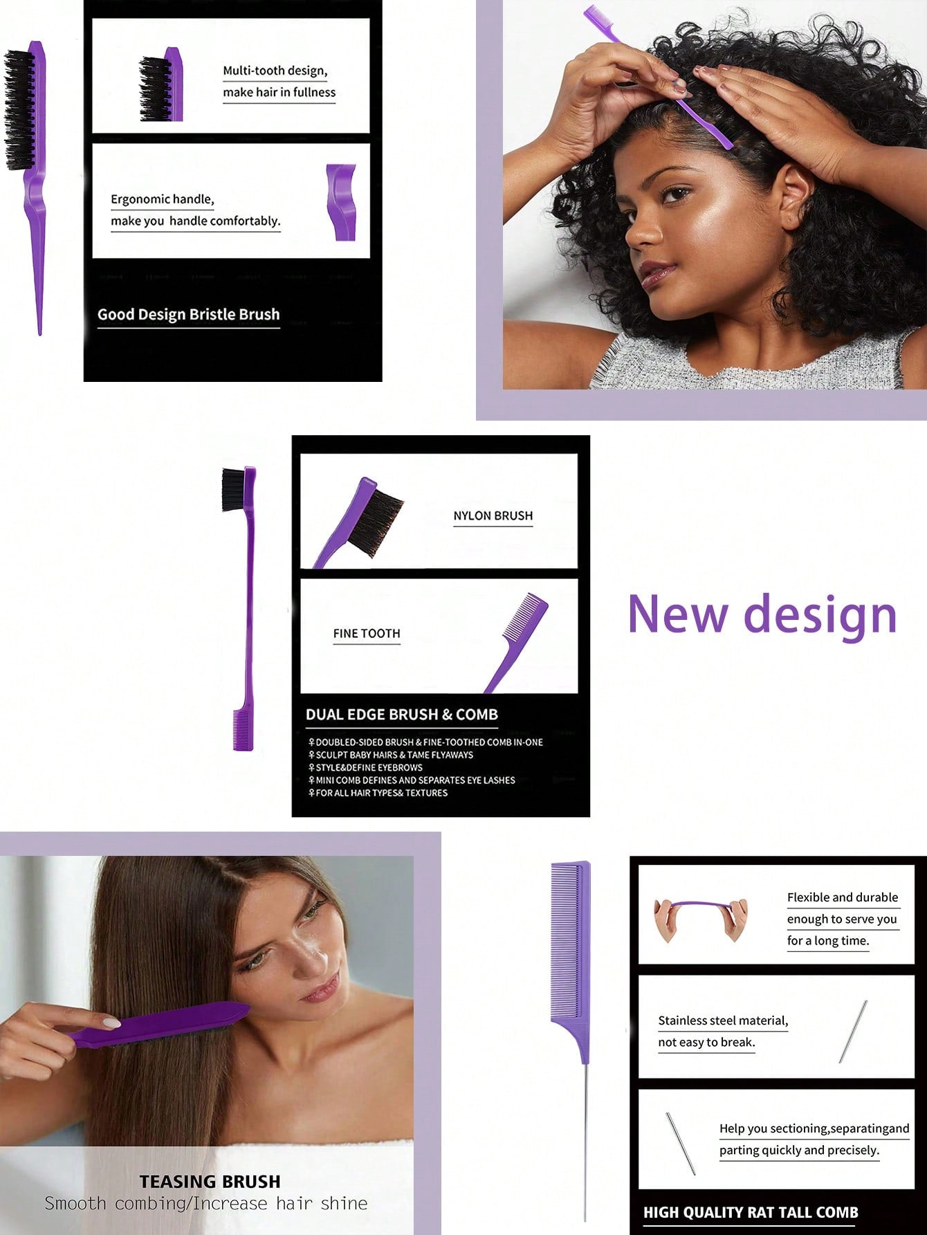 4 Pcs Hair Wax Stick Styling Comb Kit