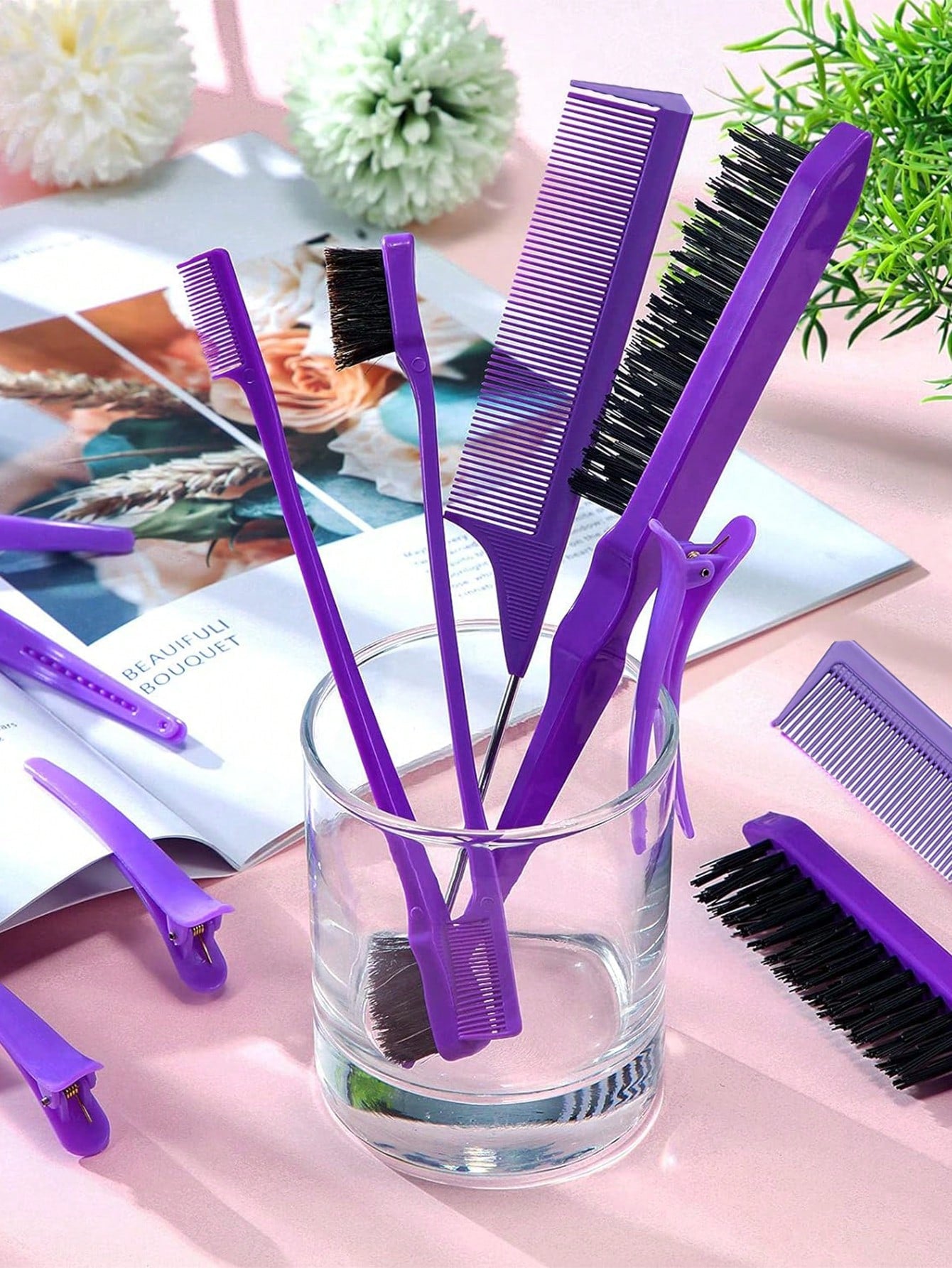 4 Pcs Hair Wax Stick Styling Comb Kit