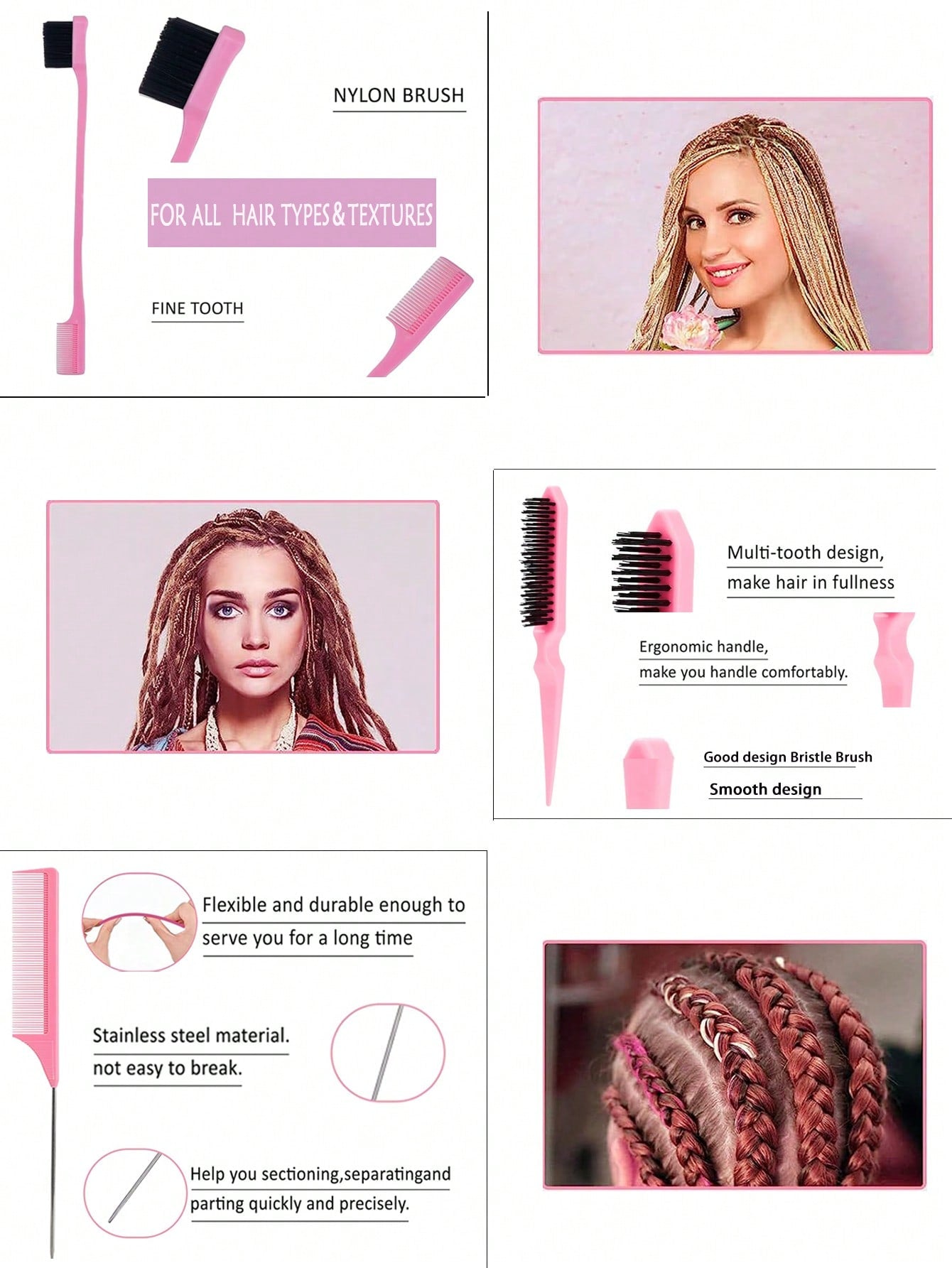 4 Pcs Hair Wax Stick Styling Comb Kit