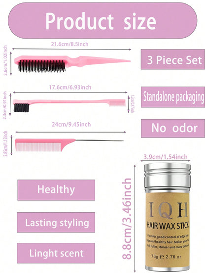 4 Pcs Hair Wax Stick Styling Comb Kit