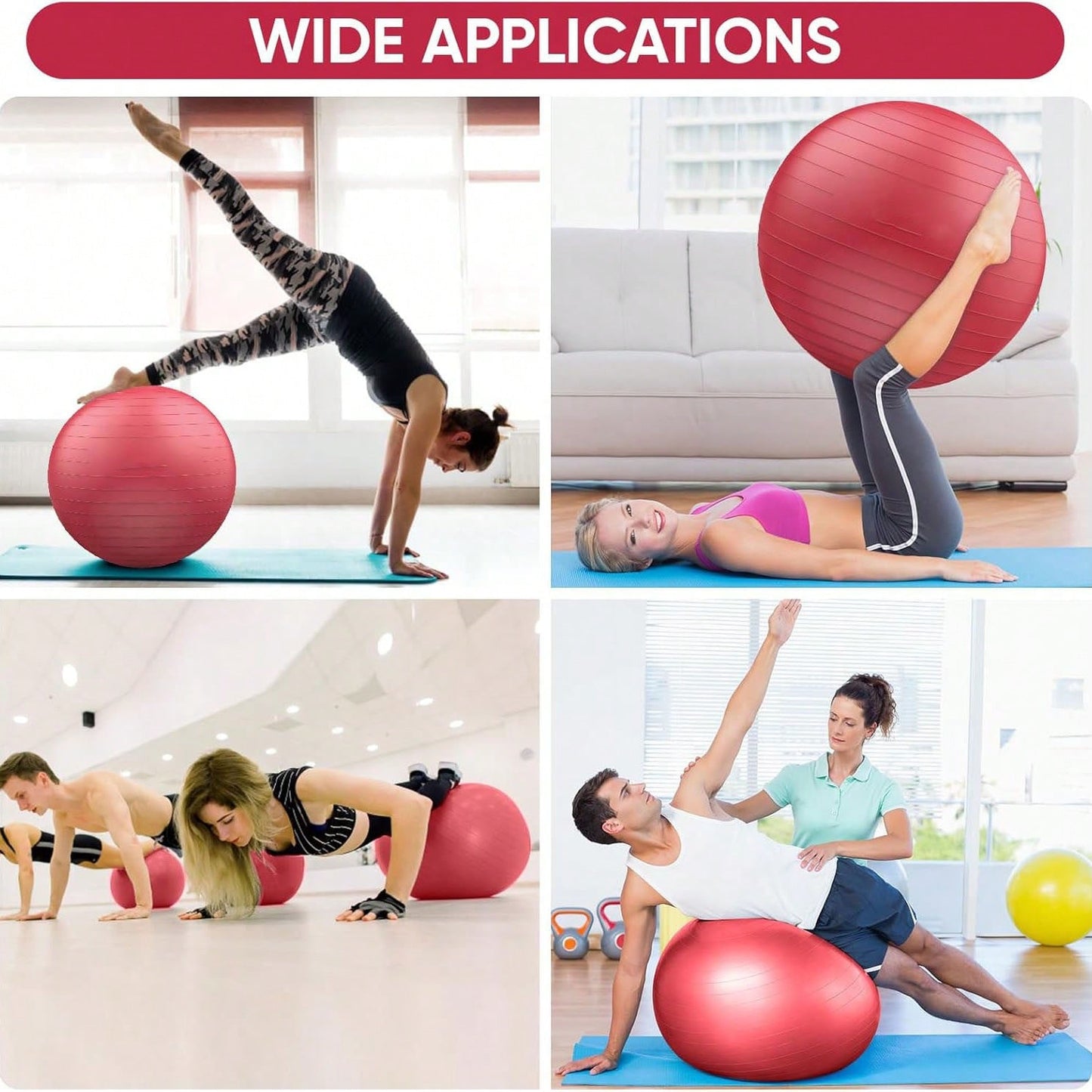 Anti-Burst Yoga  Fitness Balls For Pregnancy, Physical Therapy, Balance, Stability Home Gym