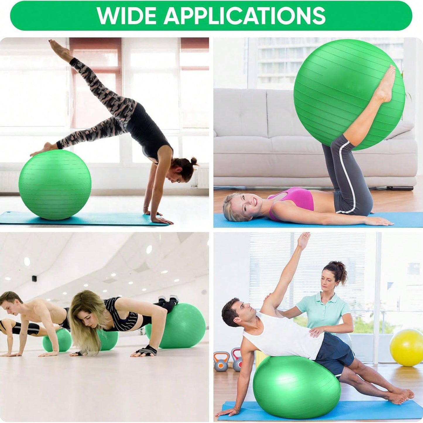 Anti-Burst Yoga  Fitness Balls For Pregnancy, Physical Therapy, Balance, Stability Home Gym